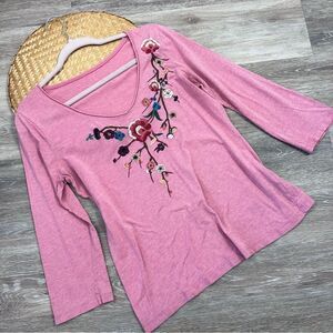 Garnet hill pink‎ embroidered blouse